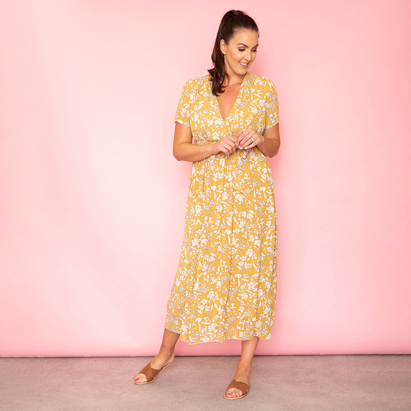 Sally Wrap Floral Dress Buttercup