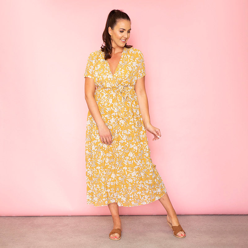 Sally Wrap Floral Dress Buttercup