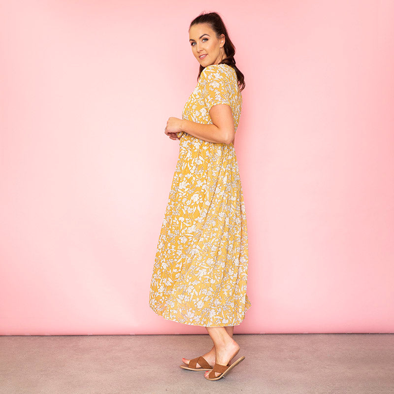 Sally Wrap Floral Dress Buttercup