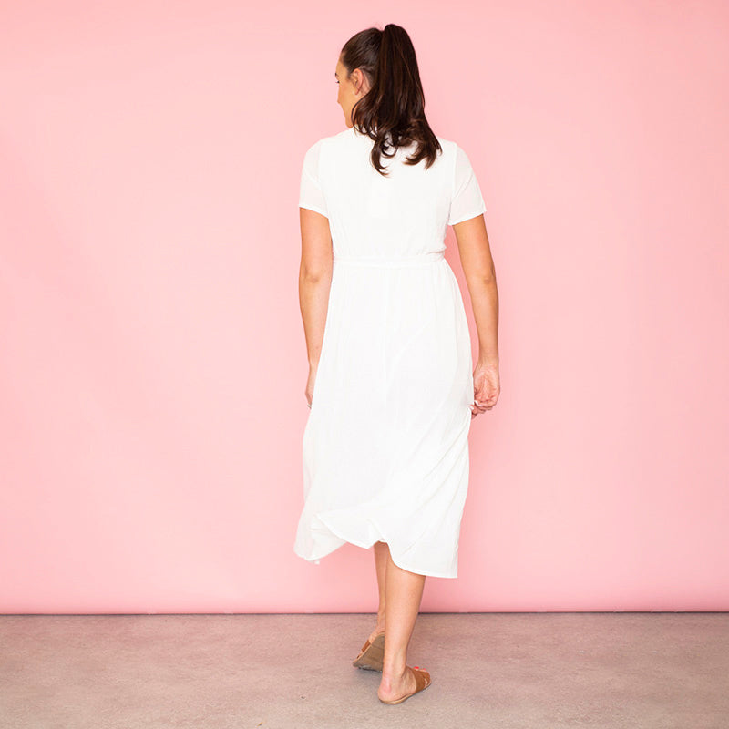 Lara Lace Trim Maxi Dress (White)