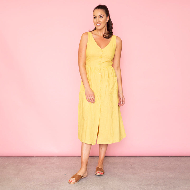 Bree Bow Back Midi Dress (Daffodil)