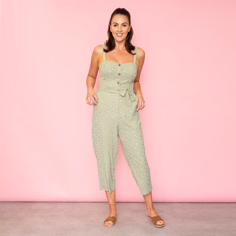 Isabella Sweetheart Jumpsuit (Sage)