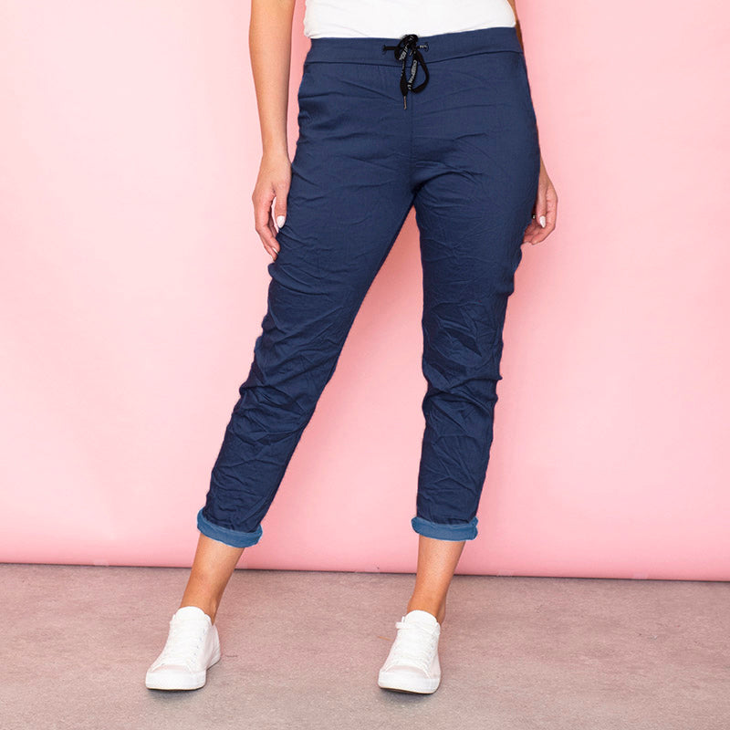 Billie Crinkle Jogger (Dark Blue) - The Casual Company