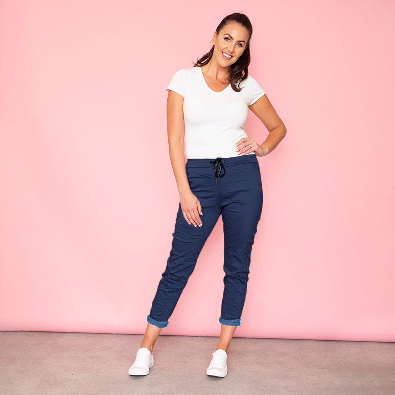 Billie Crinkle Jogger (Dark Blue) - The Casual Company
