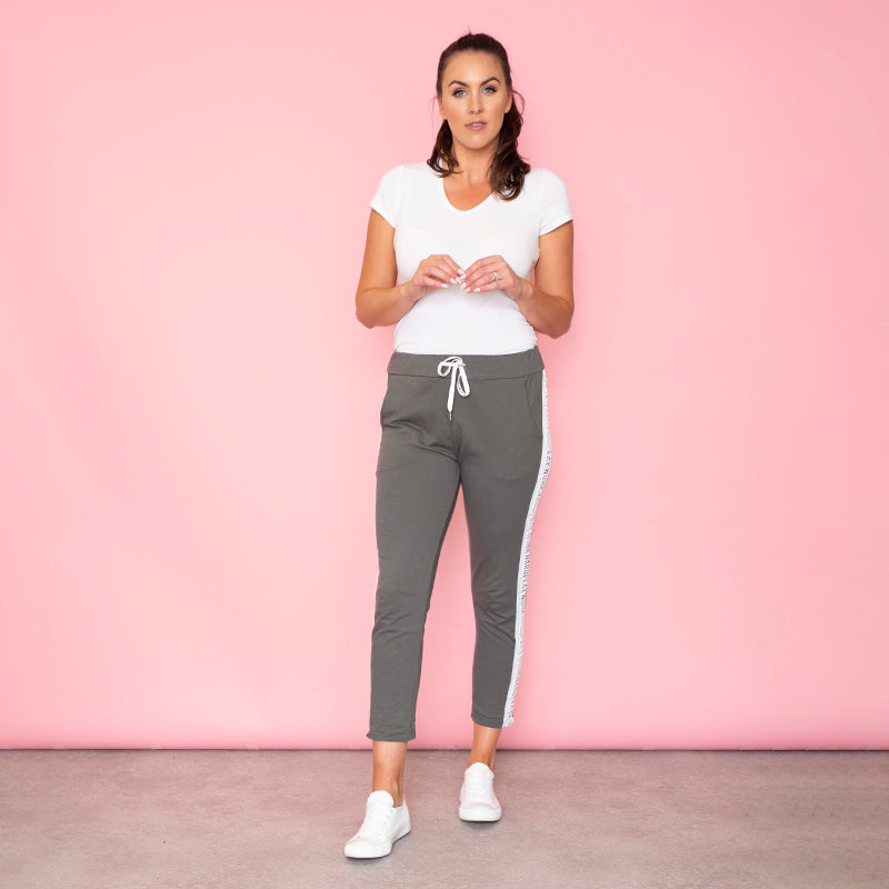 Ruth Side Stripe Jogger (Khaki)