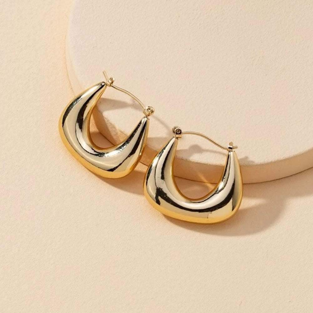 Metal Hoop Earrings (Gold)