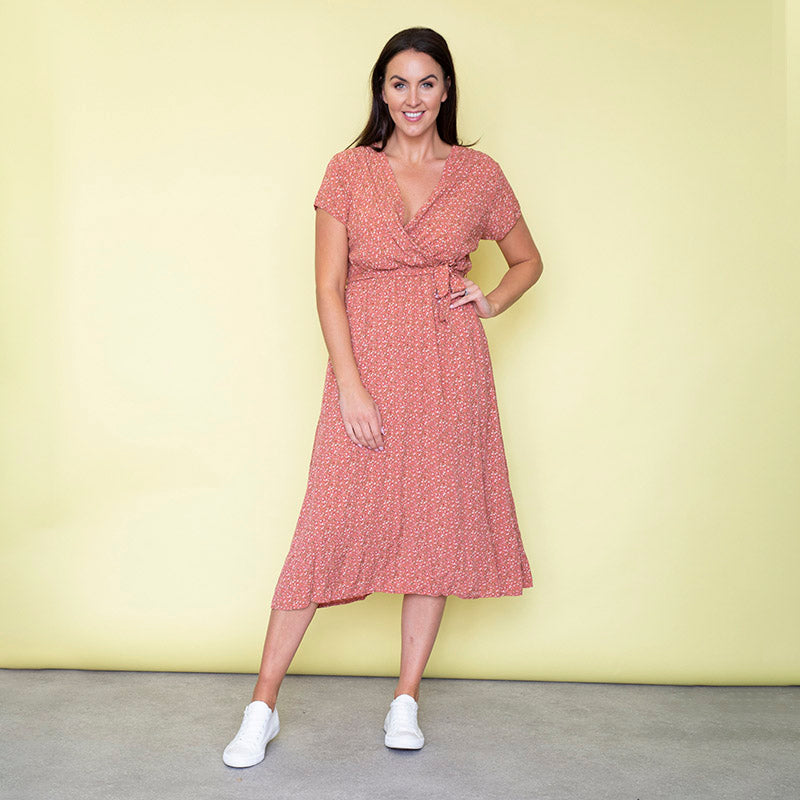 Carmen Floral Midi Dress (Strawberry)