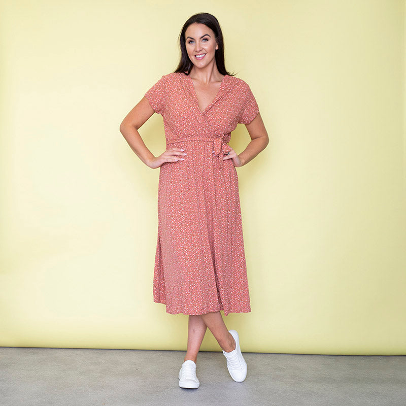 Carmen Floral Midi Dress (Strawberry)