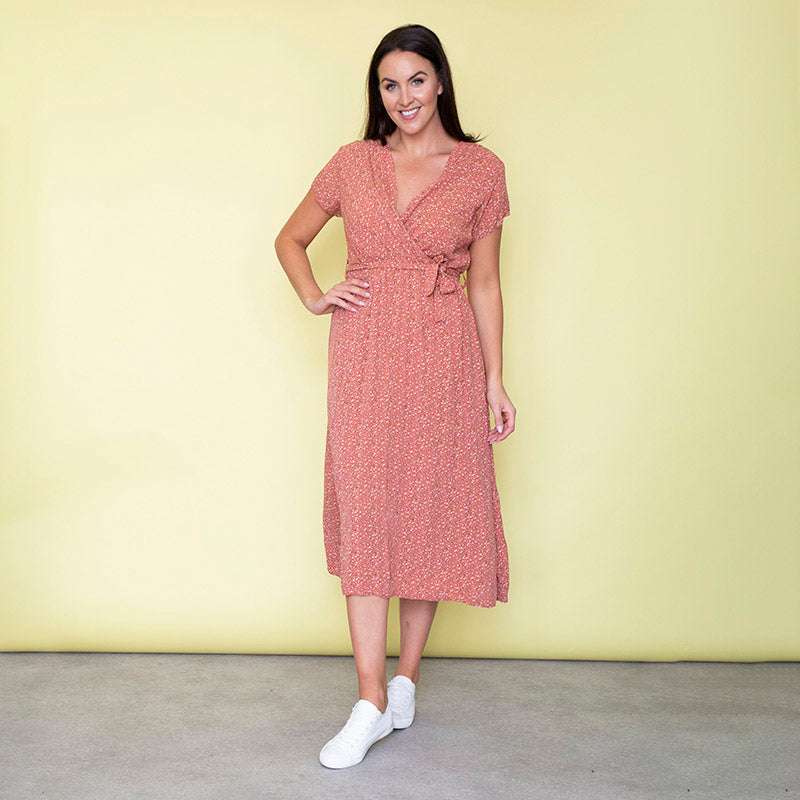 Carmen Floral Midi Dress (Strawberry)
