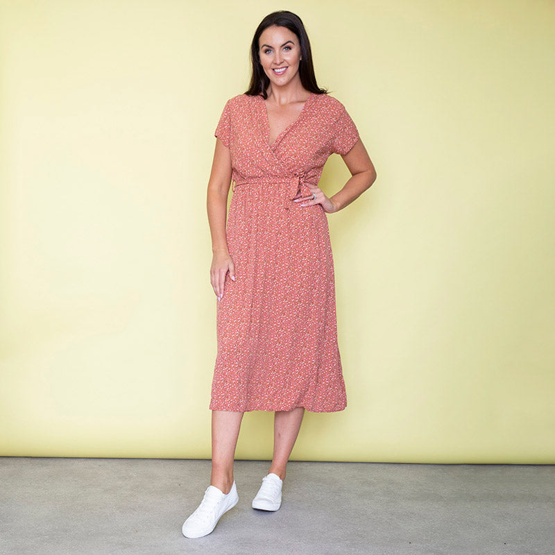 Carmen Floral Midi Dress (Strawberry)
