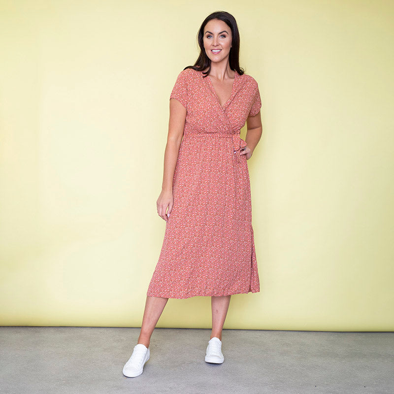 Carmen Floral Midi Dress (Strawberry)