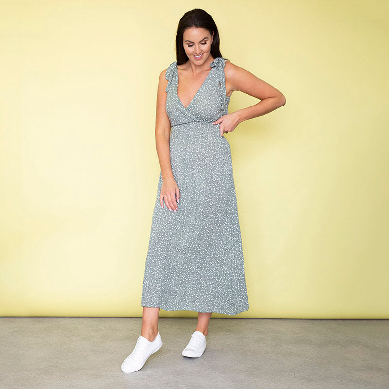 Georgia Bow Tie Midi Dress (Sage)