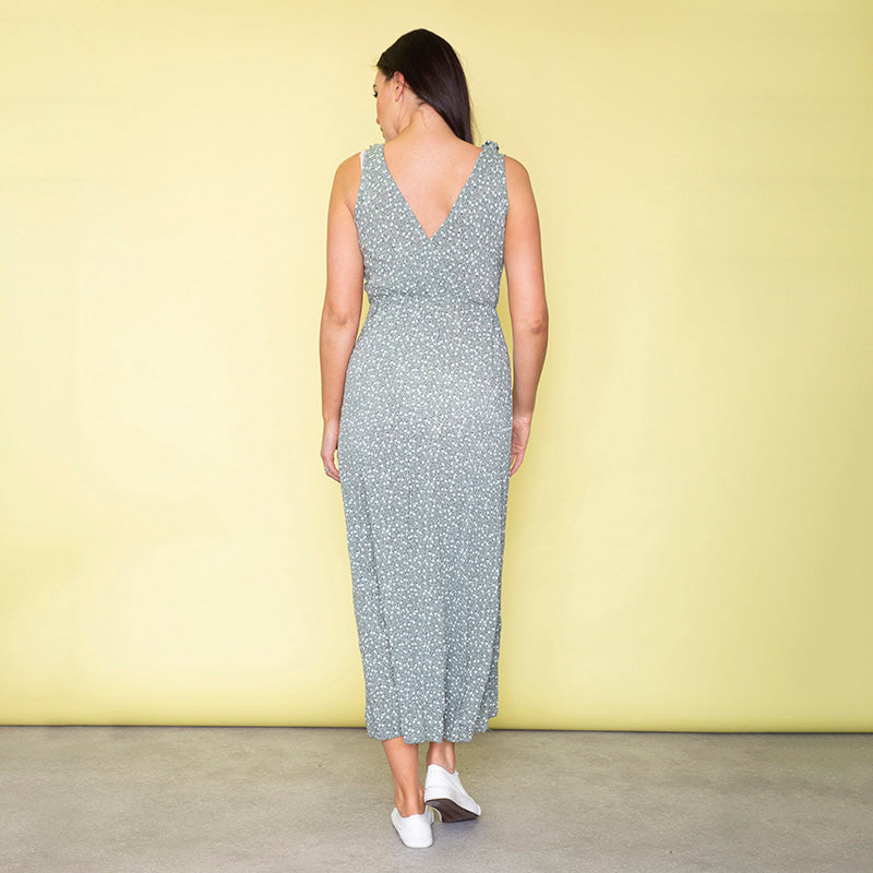 Georgia Bow Tie Midi Dress (Sage)