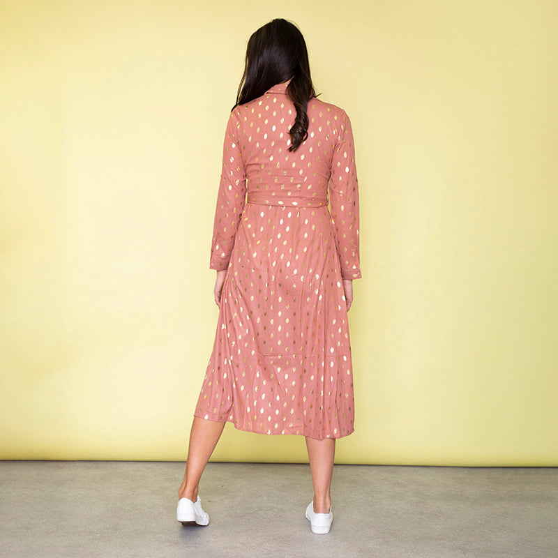 Cassie Shirt Midi Dress (Dusty Rose)