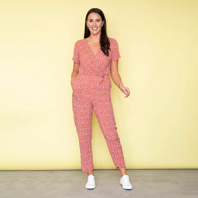 Vibra Floral Jumpsuit (Peach)