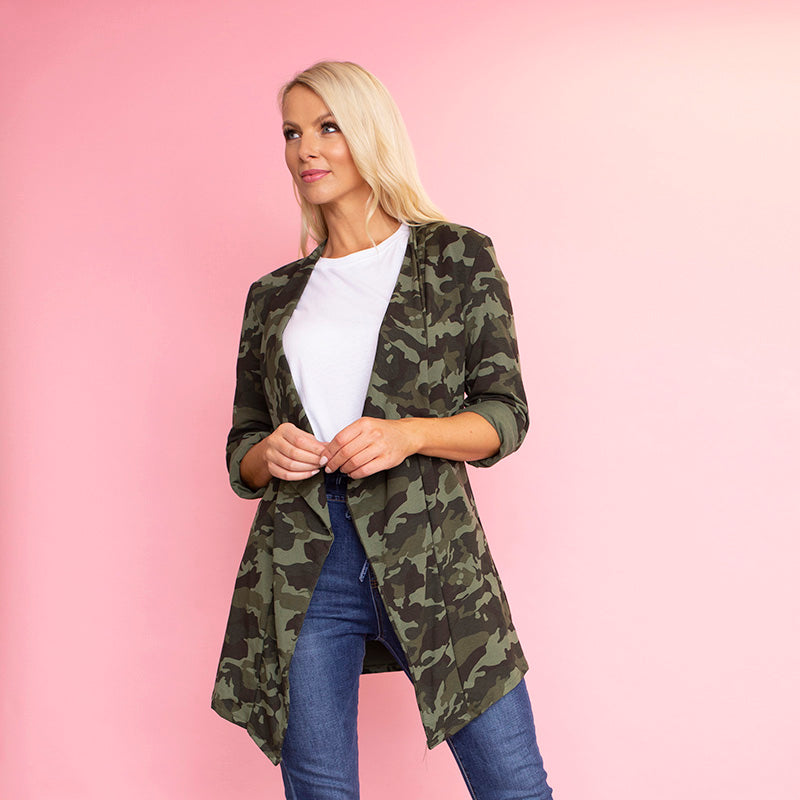 Amy Stretch Blazer (Camo) - The Casual Company