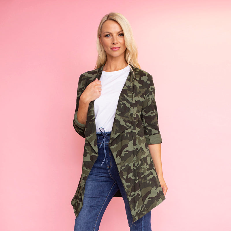 Amy Stretch Blazer (Camo) - The Casual Company