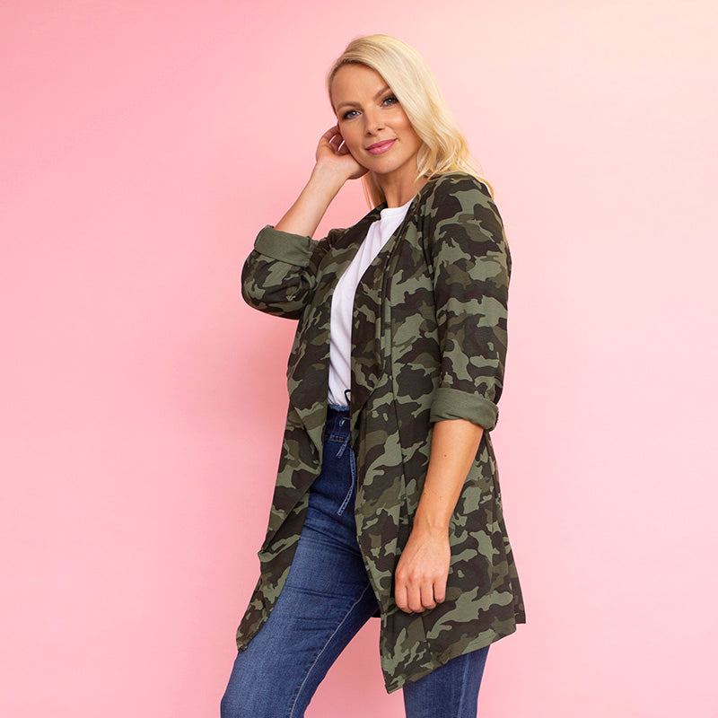 Amy Stretch Blazer (Camo) - The Casual Company
