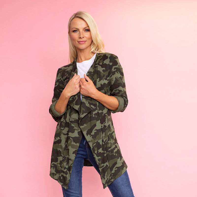 Amy Stretch Blazer (Camo) - The Casual Company