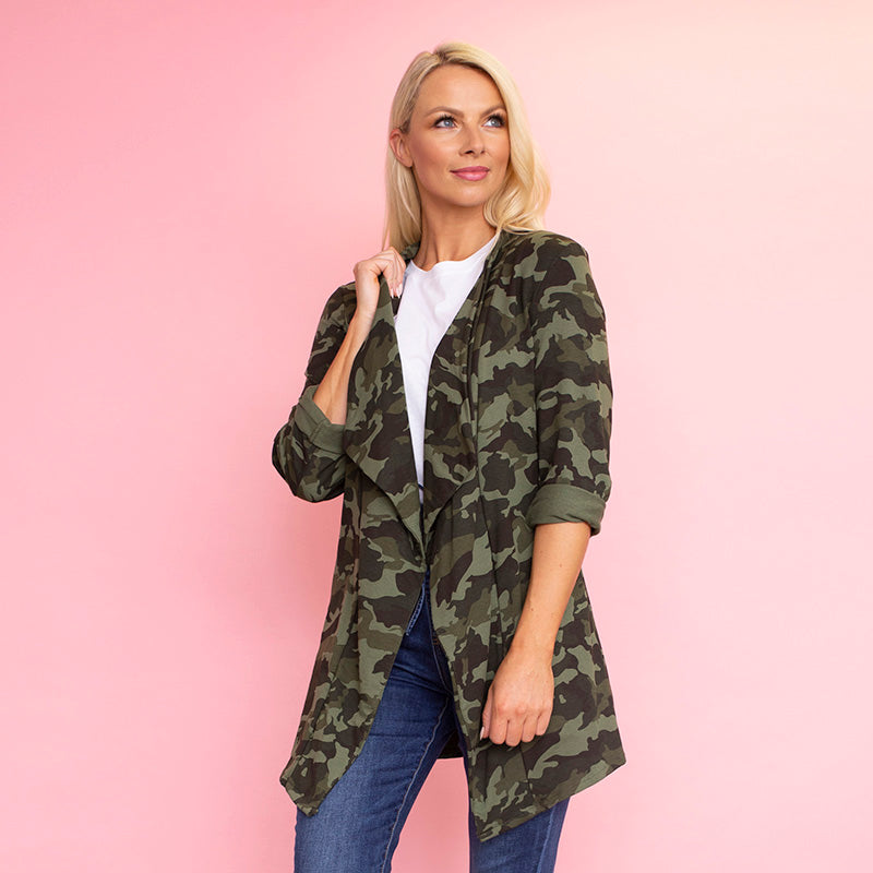 Amy Stretch Blazer (Camo) - The Casual Company