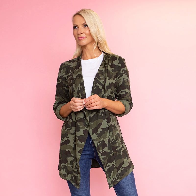 Amy Stretch Blazer (Camo) - The Casual Company