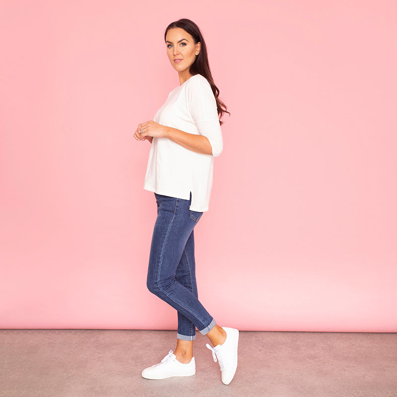 Pia Relaxed Fit Round Neck Top (Vanilla)