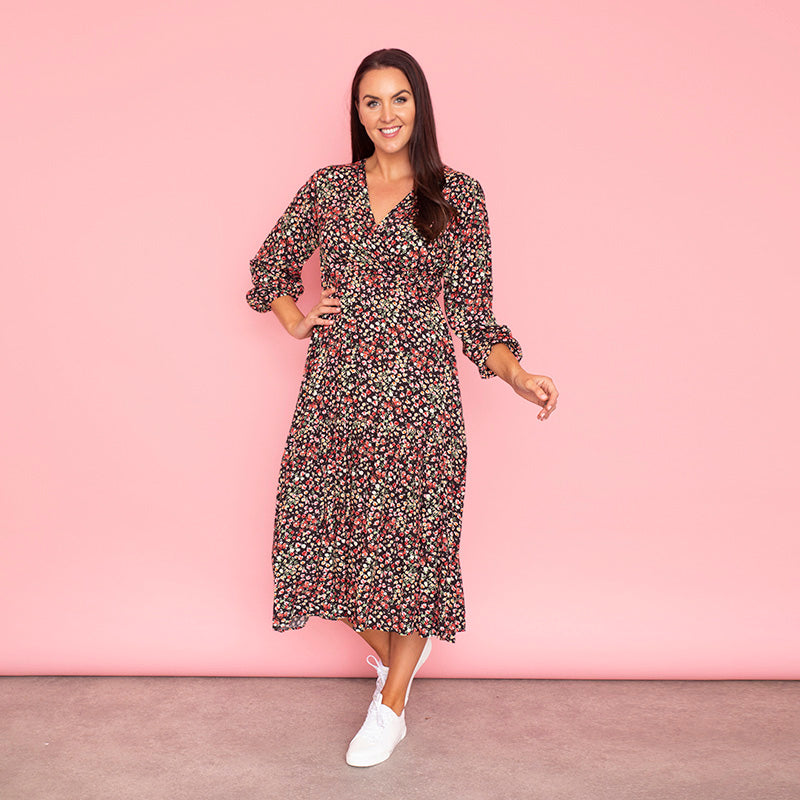 Lola Floral Dress (Black)