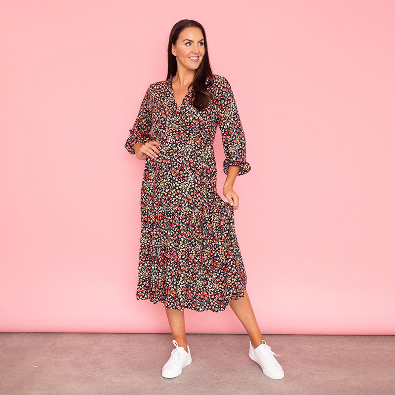 Lola Floral Dress (Black)