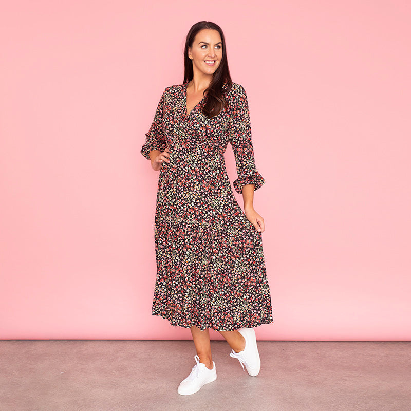 Lola Floral Dress (Black)