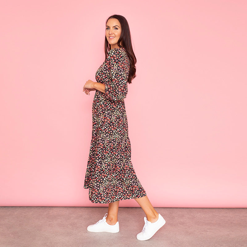 Lola Floral Dress (Black)