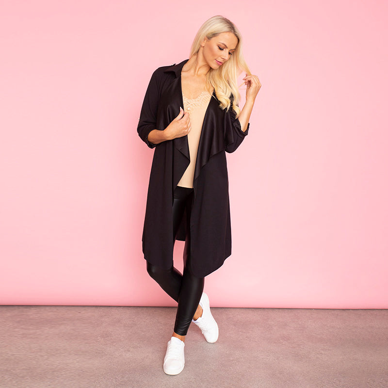 Jenny Waterfall Cardigan (Black)
