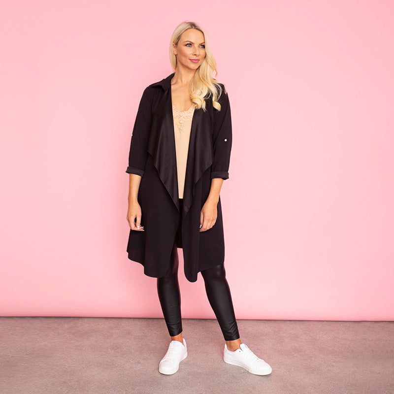 Jenny Waterfall Cardigan (Black)