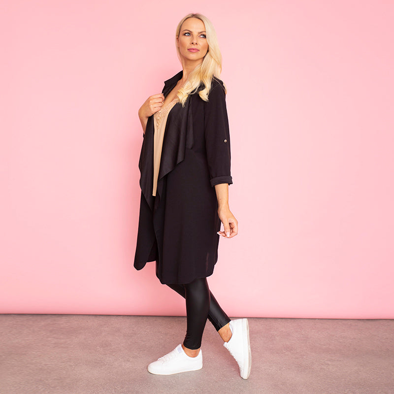 Jenny Waterfall Cardigan (Black)