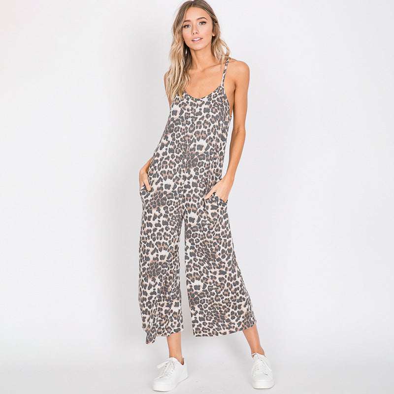 Emma Wide Leg Jumpsuit (Leopard Print)