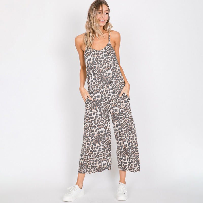 Emma Wide Leg Jumpsuit (Leopard Print)