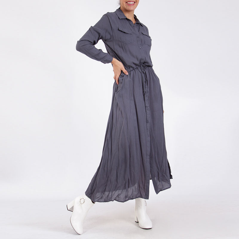 Shirt Maxi Dress Grey