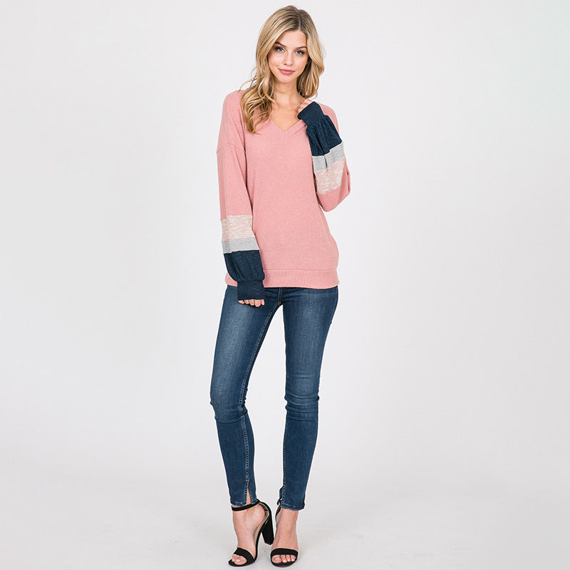 Apolo Colour Block Top Rose