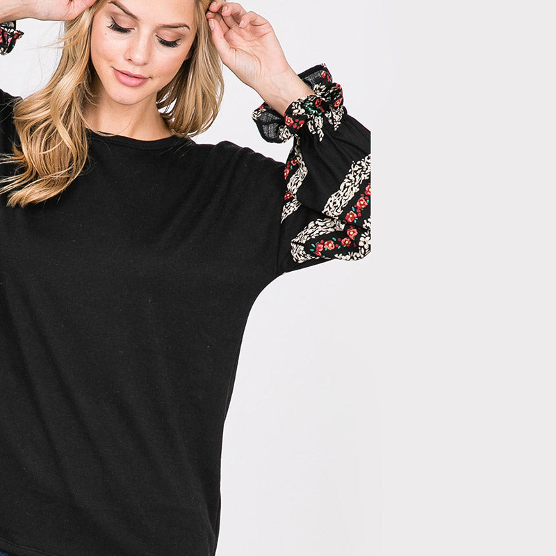 Toby Flounce Sleeve Top Black