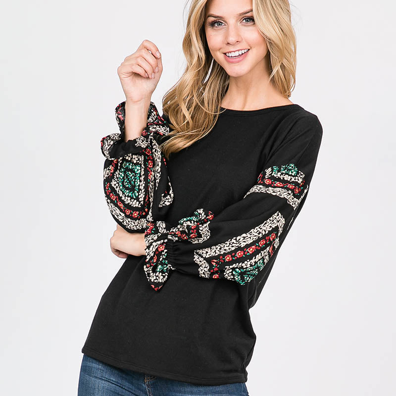 Toby Flounce Sleeve Top Black