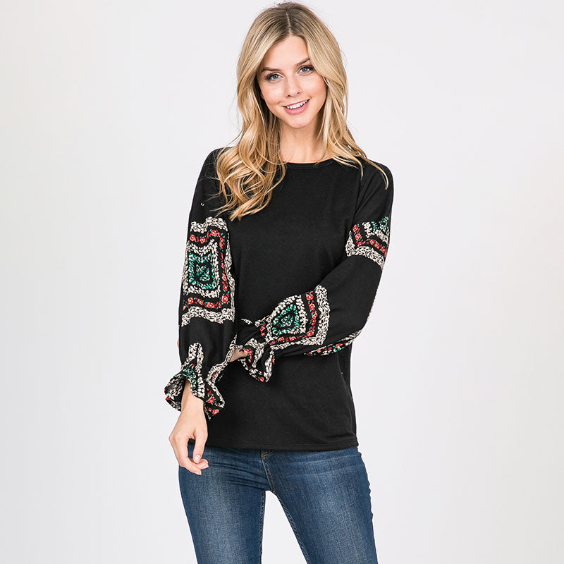 Toby Flounce Sleeve Top Black