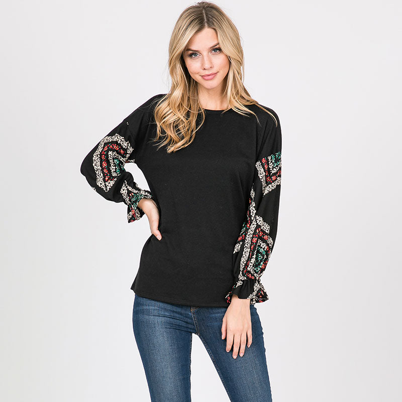 Toby Flounce Sleeve Top Black