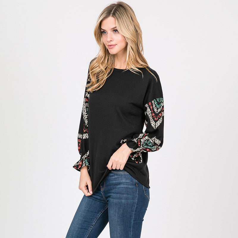 Toby Flounce Sleeve Top Black