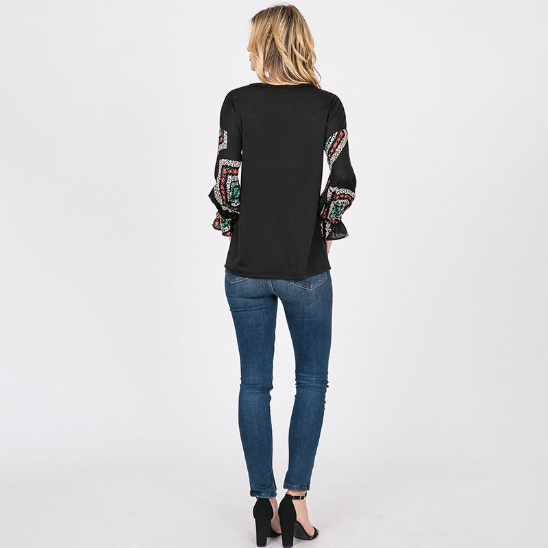 Toby Flounce Sleeve Top Black