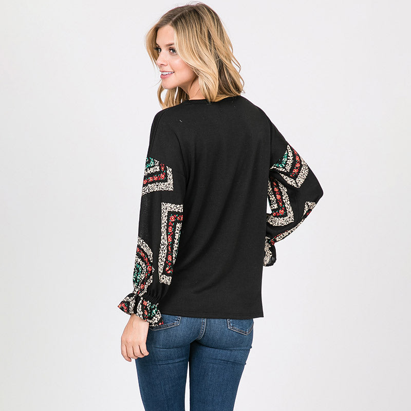 Toby Flounce Sleeve Top Black