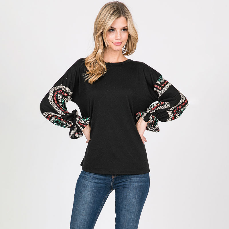 Toby Flounce Sleeve Top Black