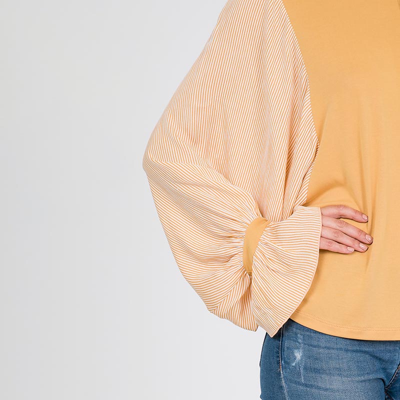 Sarah Stripe Sleeve Top Lemon