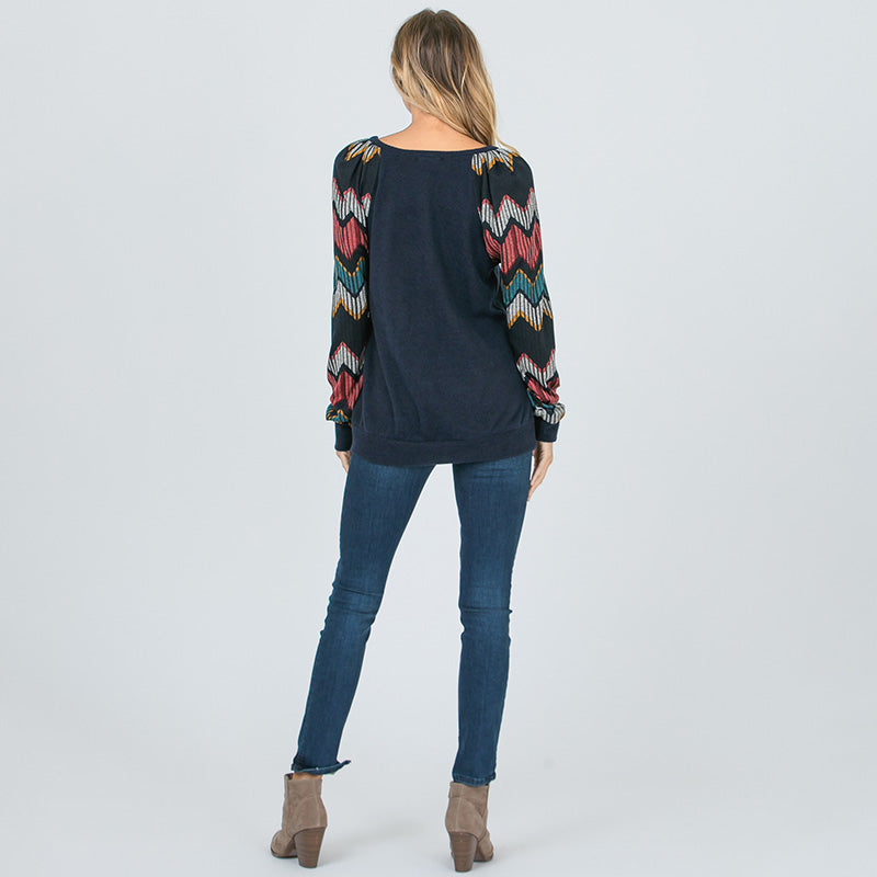 Natalie Chevron Top Navy - The Casual Company