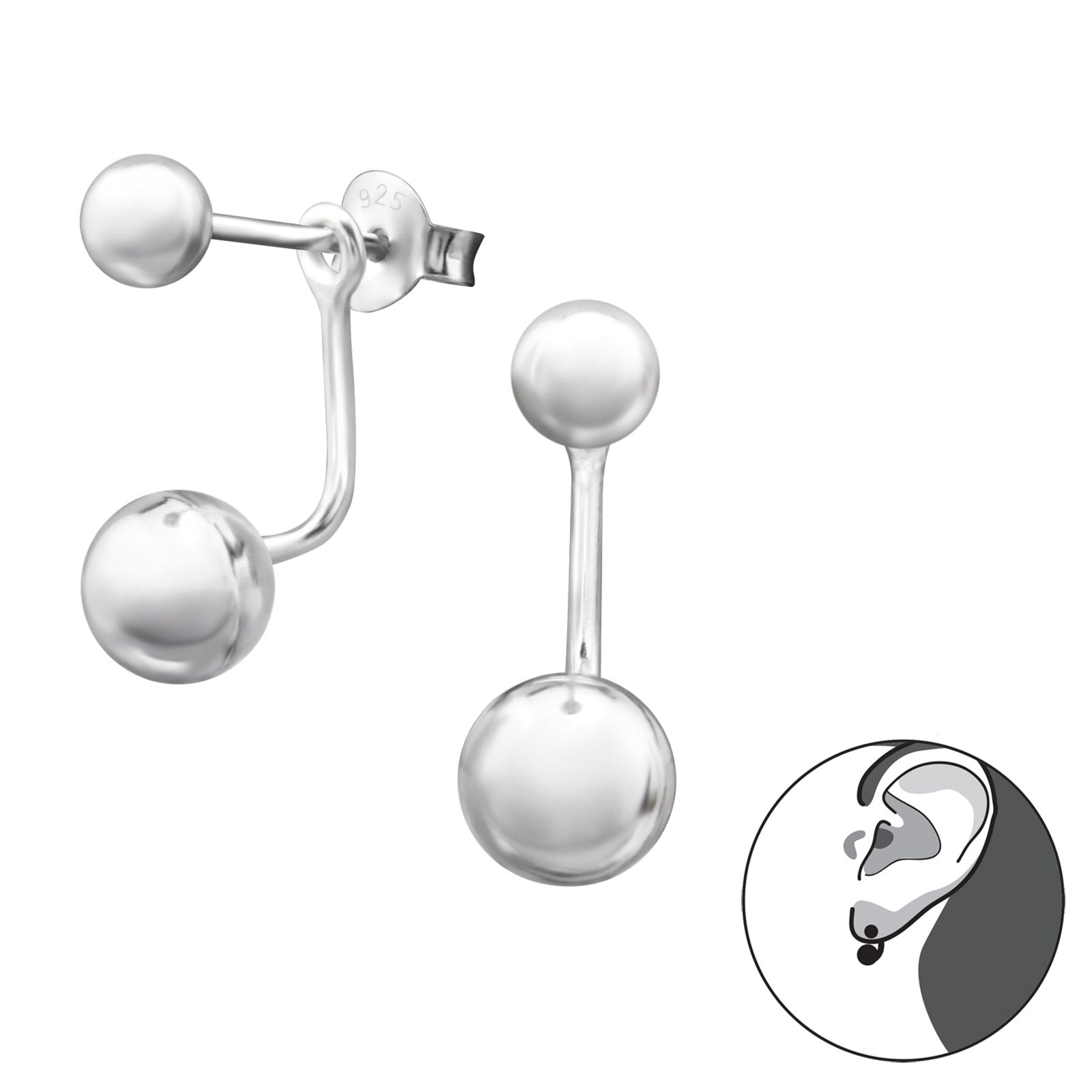 Sterling Silver Double Ball Stud Earring