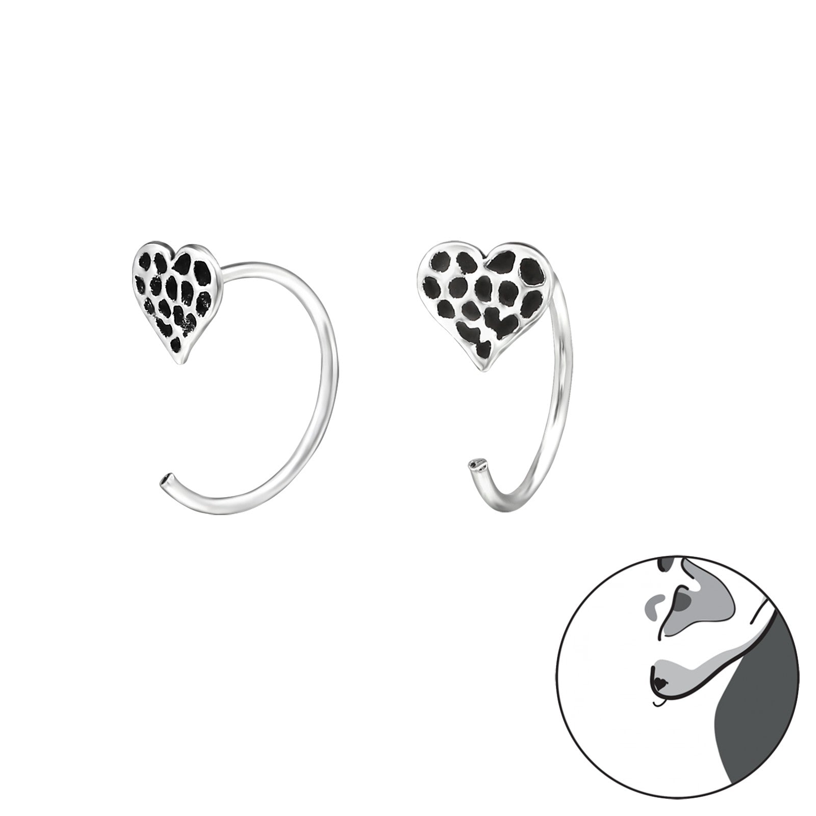 Sterling Silver Heart Huggie