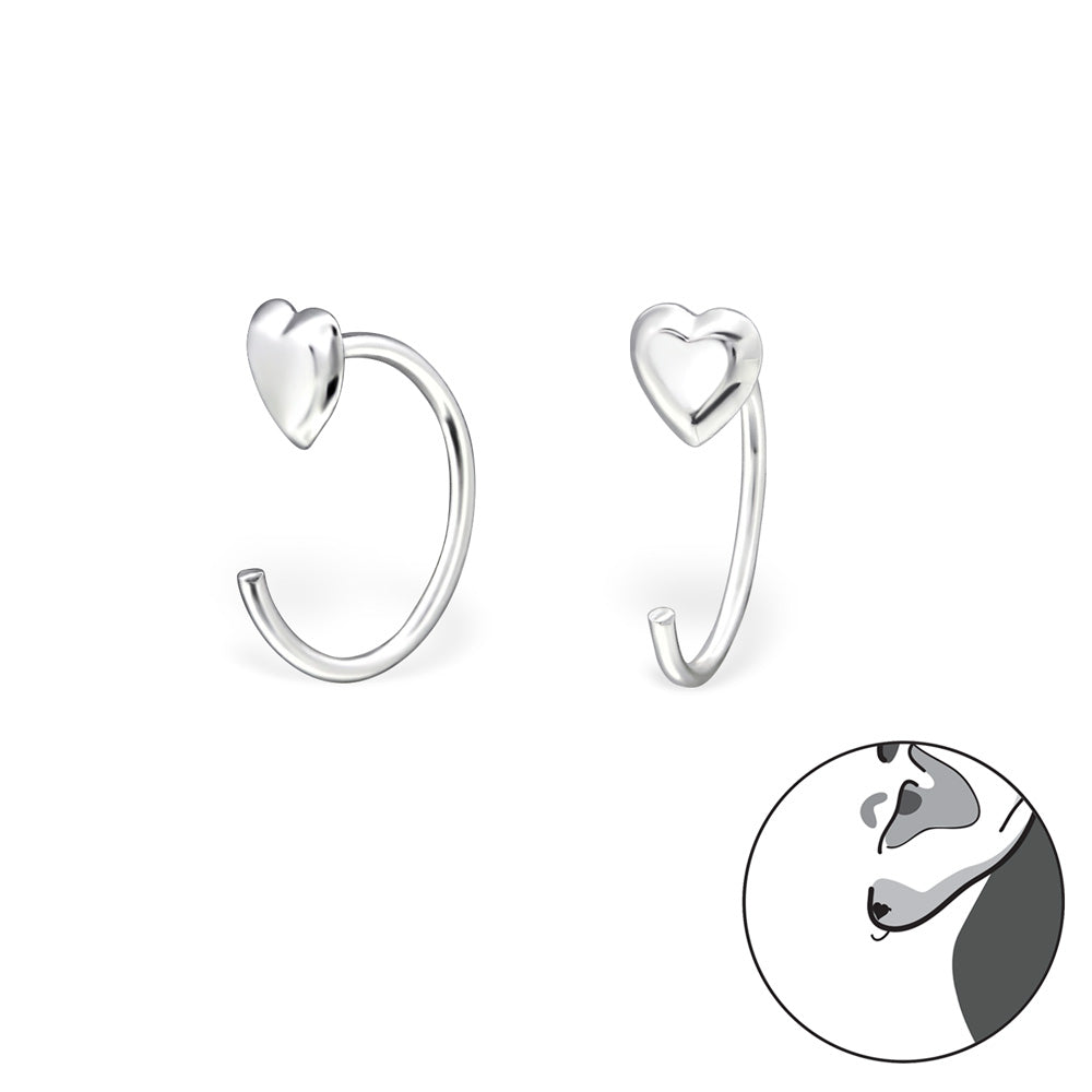 Sterling Silver Heart Huggie